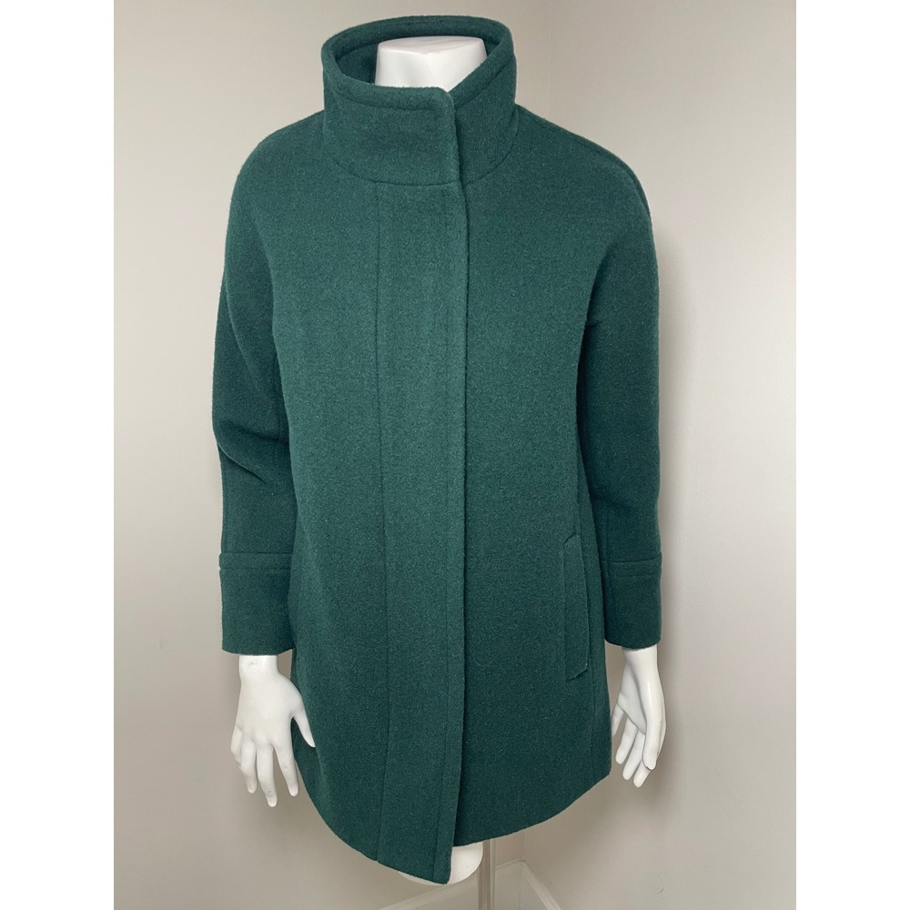 J.Crew City Coat Forest Green Wool Blend Standing Collar Zip Front Jacket 4P